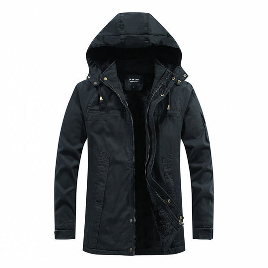 Herren Thermo-Parka aus robustem Canvas mit Teddyfleece-Innenfutter, Kapuze und Ärmeltasche Shop Nory