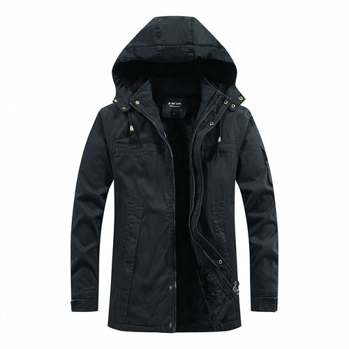 Herren Thermo-Parka aus robustem Canvas mit Teddyfleece-Innenfutter, Kapuze und Ärmeltasche Shop Nory