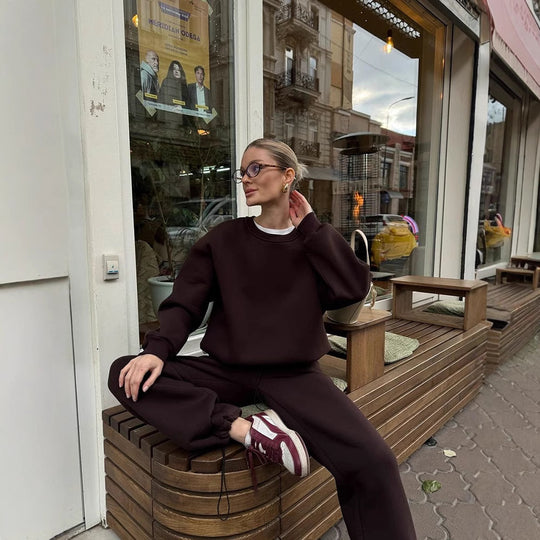 Damen Oversize-Sweatshirt und High-Waist Lounge-Jogginghose Set aus brushed Baumwollmix Shop Nory