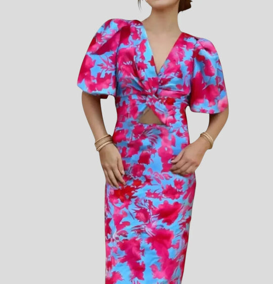 Damen Elegantes Kleid mit Volants und Spitzenelementen