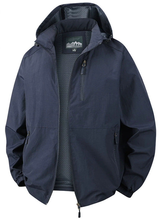 Herren Ultraleichte Allwetter-Outdoorjacke mit Kapuze atmungsaktivem Meshfutter und Reißverschlusstaschen Shop Nory