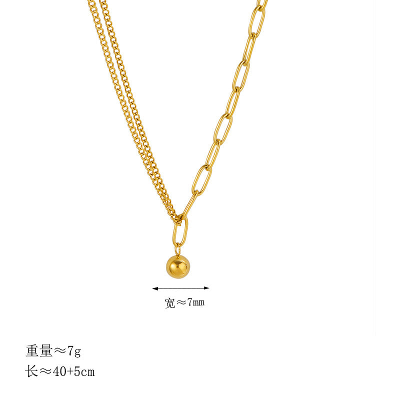 Damen elegante Halskette mit hochwertigem Doppelglieder-Design und zierlichem Kugelanhänger Shop Nory