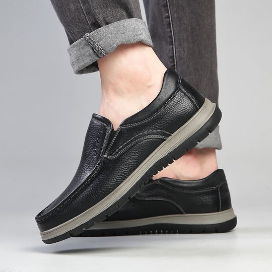 Herren Klassische Lederoptik Slipper im Mokassin-Stil mit gepolsterter Komfortsohle Shop Nory