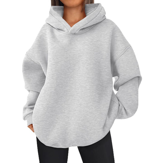 Damen nan kastiger Kapuzenpullover mit doppellagiger Kapuze, überschnittener Schulter und längerem Rückenteil Shop Nory