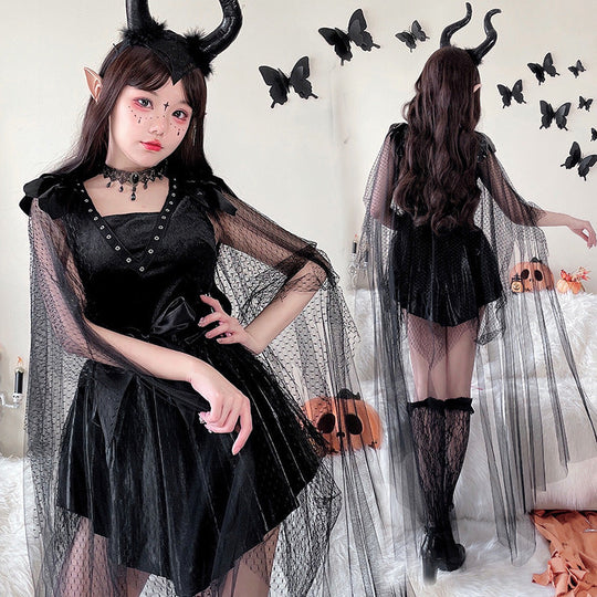 Damen verführerisches Halloween-Kostüm mit transparentem Tüll und zarten Details Shop Nory