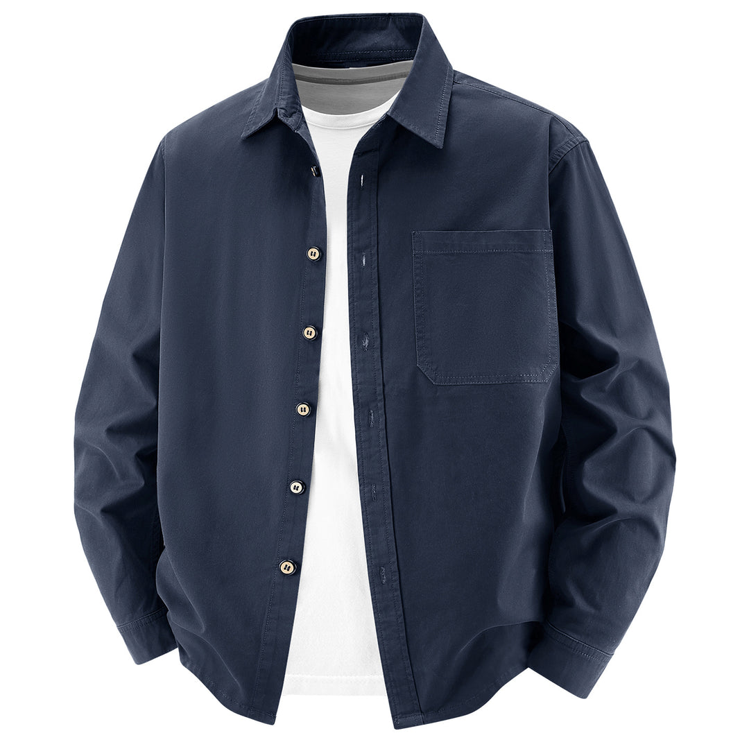 Herren lockere Overshirt-Jacke aus Baumwollmix mit Brusttasche und durchgehender Knopfleiste Shop Nory