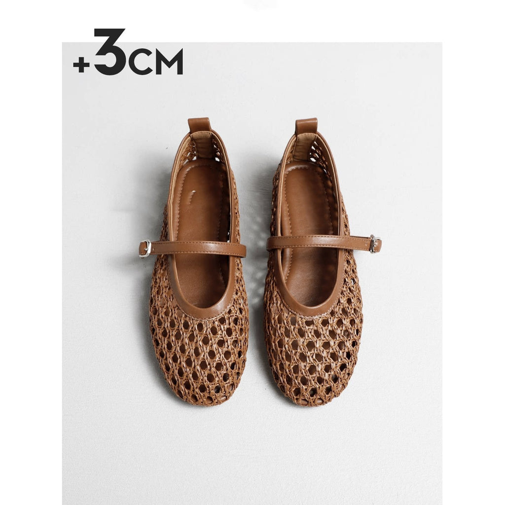 Damen elegante Ballerinas mit luftiger WShopnorystruktur und zierlichem Riemchen