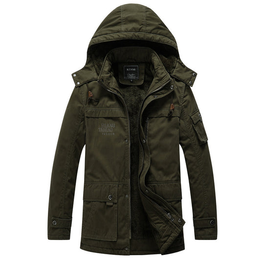 Herren Canvas-Militärparka mit Teddyfutter, Kapuze und multifunktionalen Taschen Shop Nory