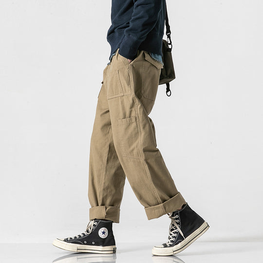 Herren Weite Baumwoll-Cargohose im Baggy-Cut mit Multifunktions-Taschen und umgeschlagener Saum Shop Nory