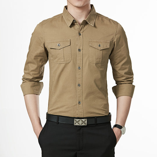 Herren Slim-Fit Oxford-Hemd mit Brustklappen und Kentkragen Shop Nory