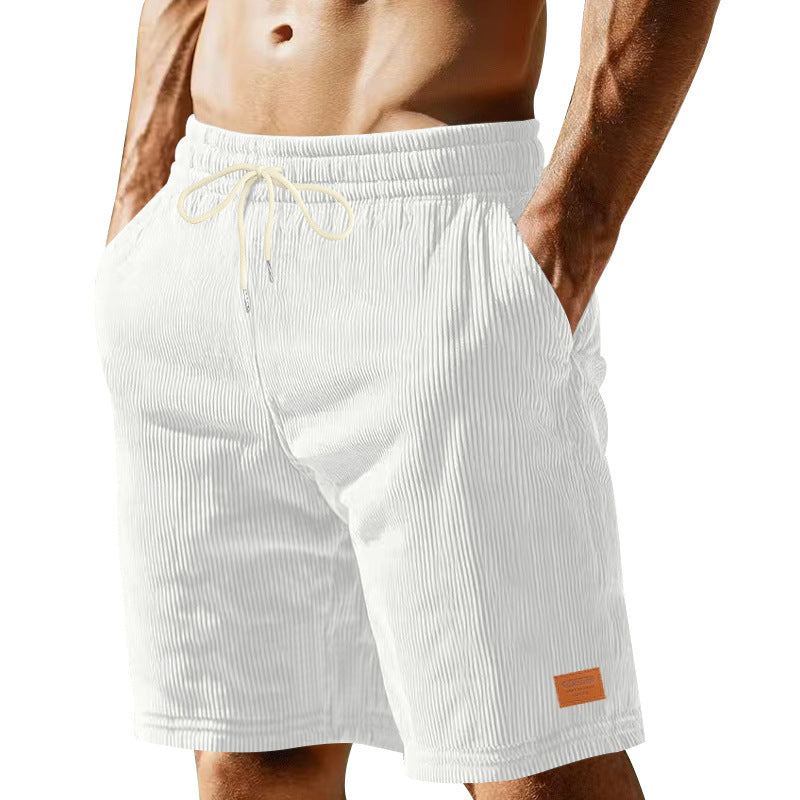Herren nan lässige Bermudashorts aus feinstrukturiertem Baumwollmix mit elastischem Bund und Kordelzug