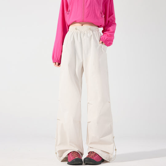 Damen Weite technische Cargo-Hose mit Kordelzugbund, verstellbarem Saum und Multifunktions-Taschen Shop Nory