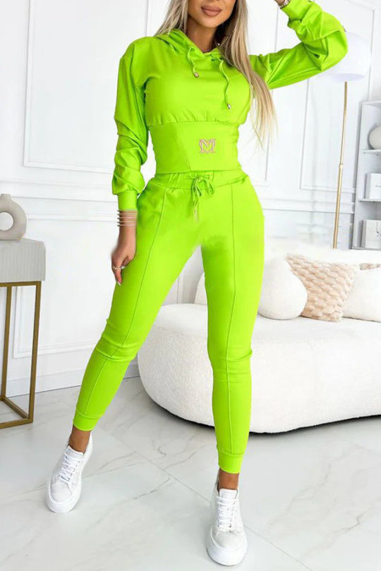 Damen Sportliches Jumpsuit-Set mit Kapuze und elastischem Bund