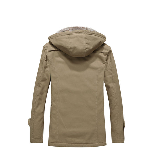 Herren wattierter Canvas-Parka mit fester Kapuze, kuscheligem Teddy-Innenfutter und Mehrfach-Taschen Shop Nory
