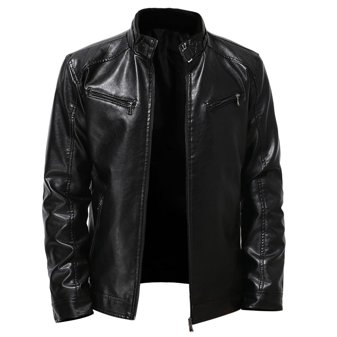 Herren stylische Kunstleder-Motorradjacke im Biker-Stil