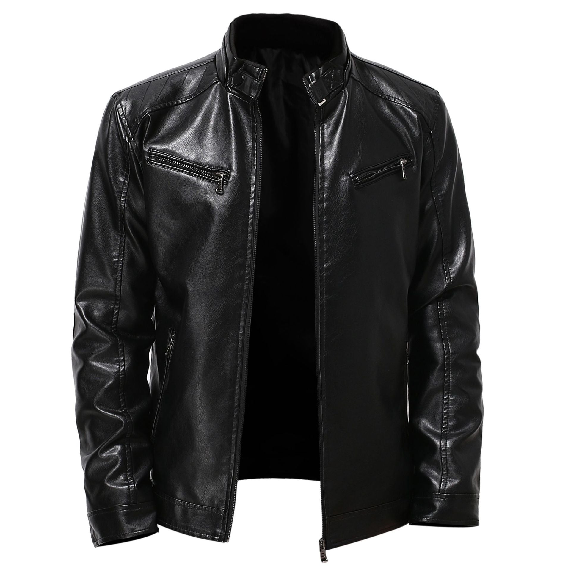 Herren stylische Kunstleder-Motorradjacke im Biker-Stil