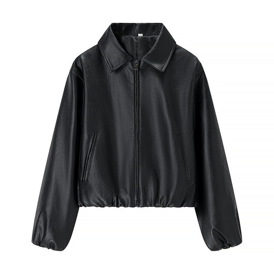 Damen Kurzjacke im Boxy‑Look aus veganem Leder mit verdecktem Reißverschluss Shop Nory