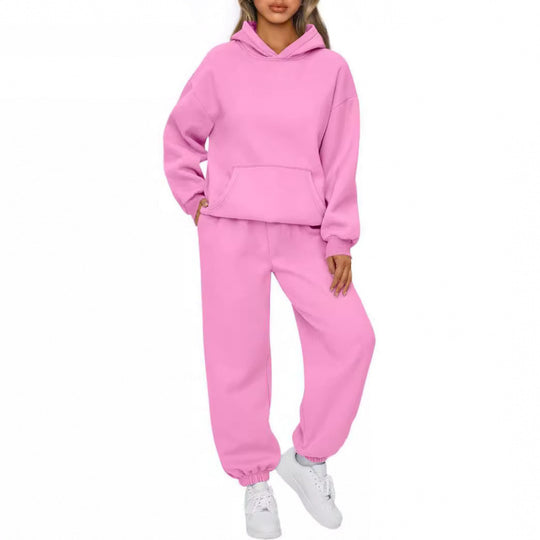 Damen nan Oversize Kapuzenpullover und Fleece Jogginghose Set mit Kängurutasche Shop Nory