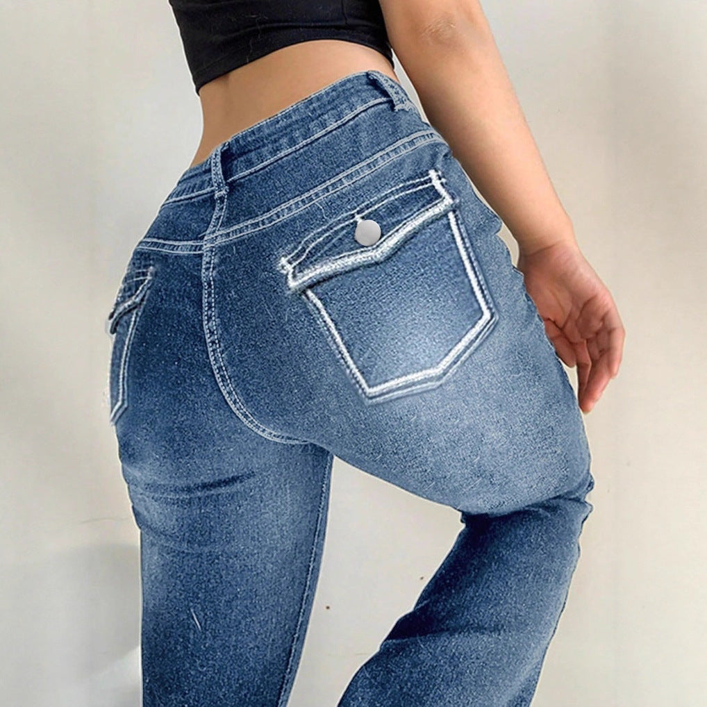 Damen taillenhohe Flared-Denimhose mit sculptendem Sitz und verlängertem Bein Shop Nory