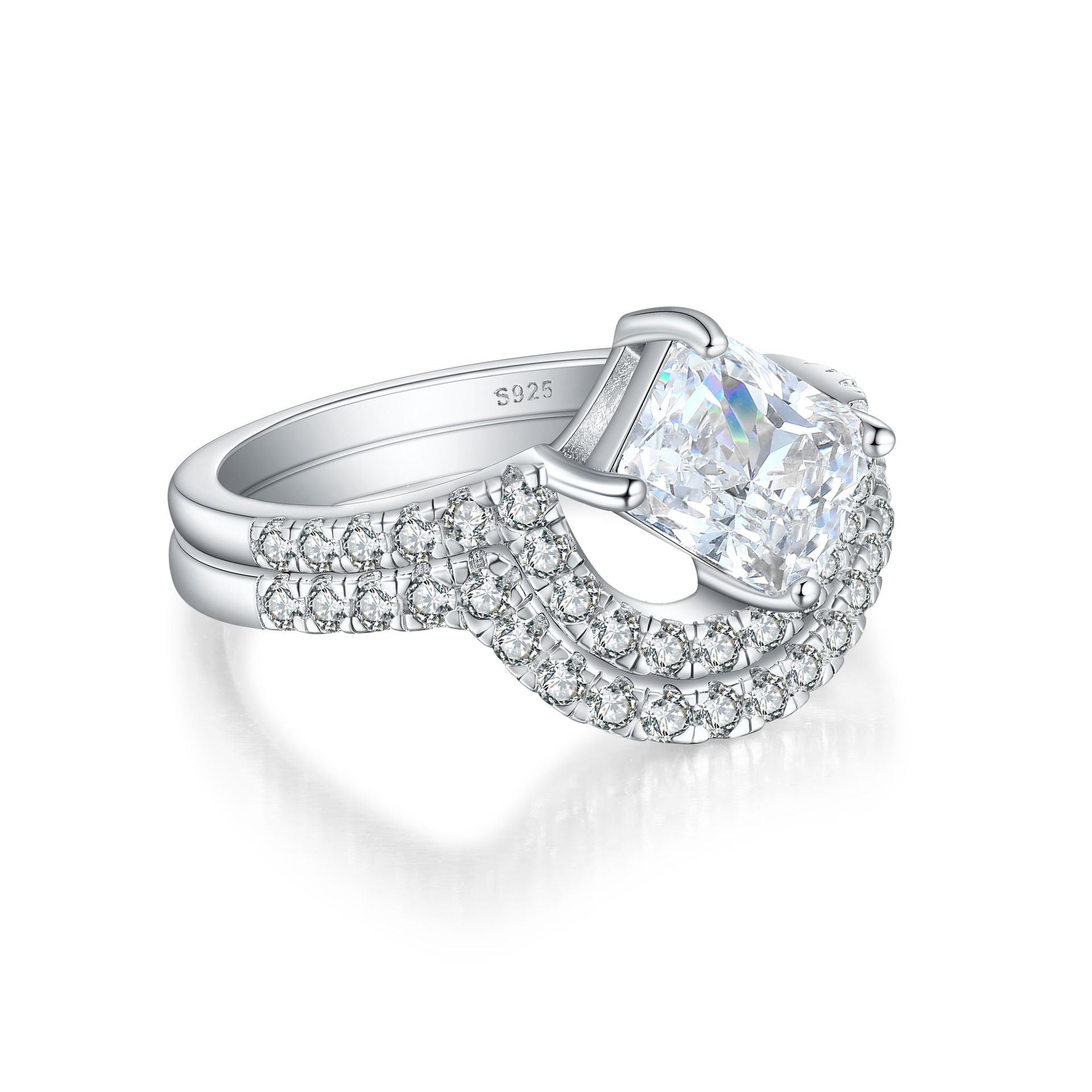 Damen eleganter Ring mit funkelndem Edelstein und Zirkonia-Verzierung Shop Nory