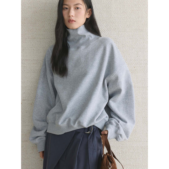 Damen Boxy-Rollkragen-Sweatshirt mit verlängertem Kragen und überschnittener Schulter Shop Nory
