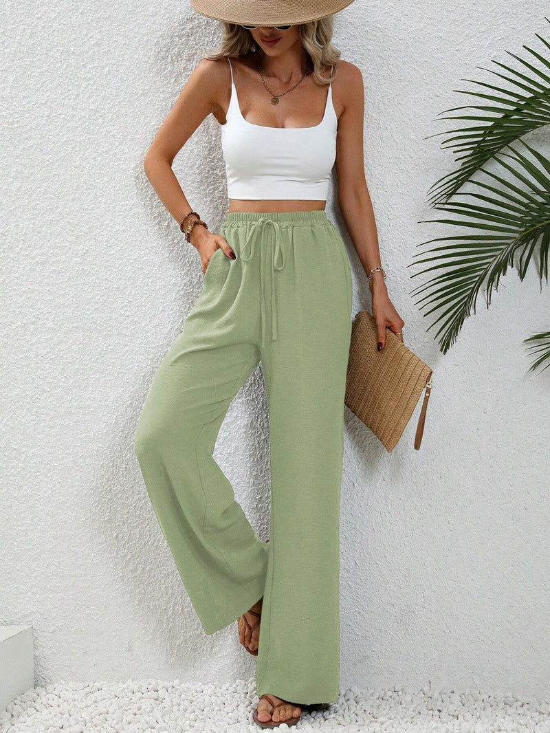 Damen weite Sommerhose mit elastischem Bund und lässigem Schnitt