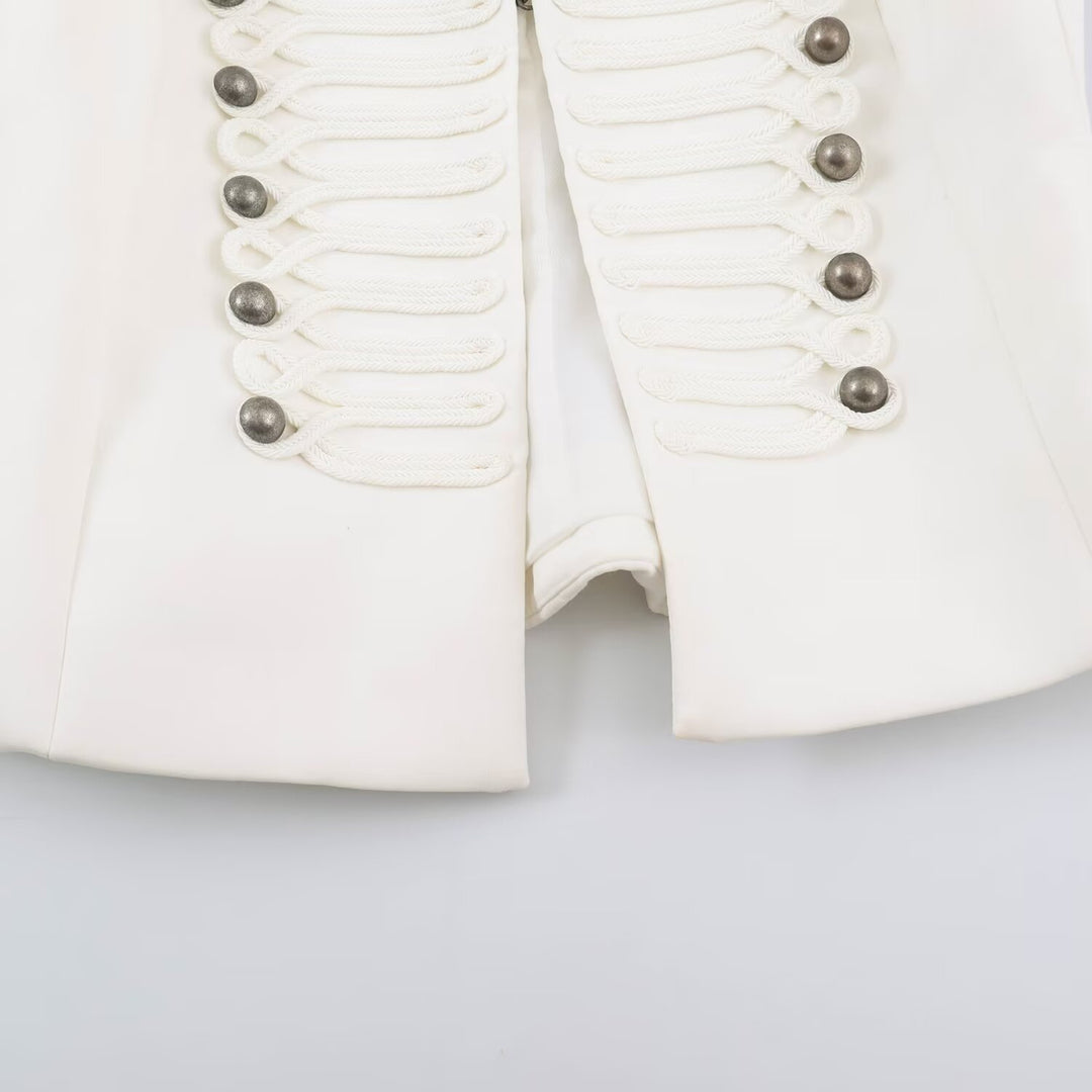 Damen Kurzschnitt Militärblazer mit Stehkragen, Zierkordeln und strukturierter Silhouette Shop Nory