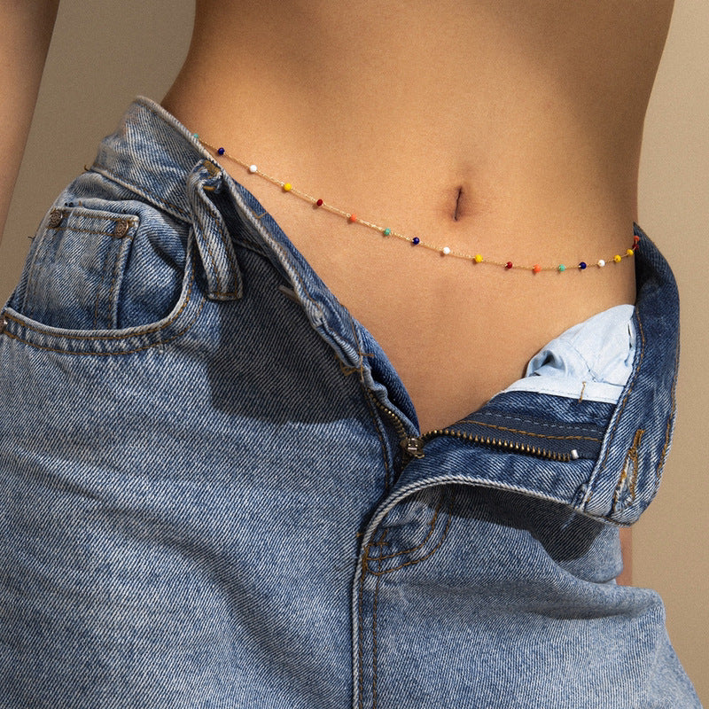 Damen zarte Kette mit bunten Kristallelementen Shop Nory