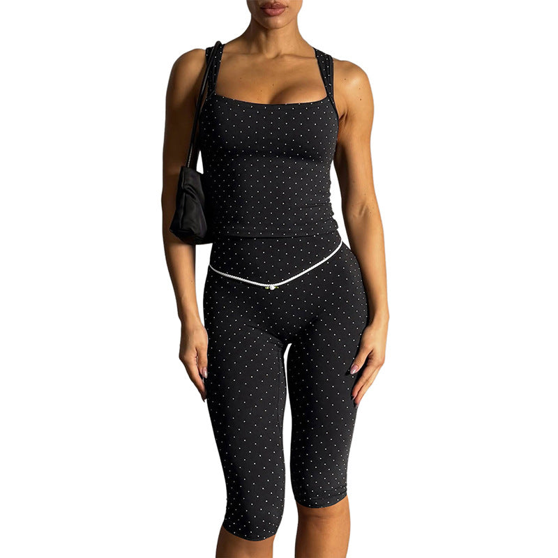 Damen Sportliches Oberteil und Leggings-Set Shopnory