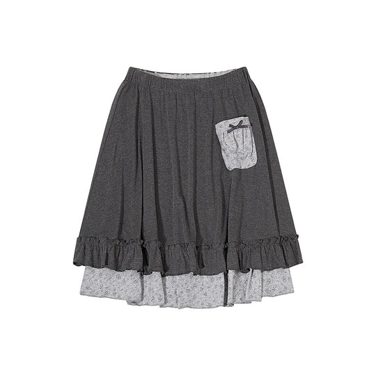 Damen Lagen-Rock mit Volant, elastischem Komfortbund und Zier-Taschendetail Shop Nory