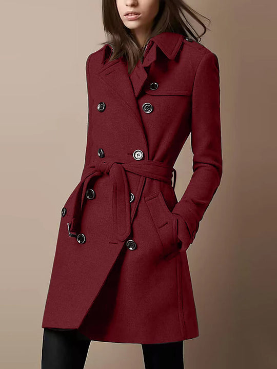 Damen Doppelreihiger Wollmix-Trenchcoat mit Taillengürtel Shop Nory