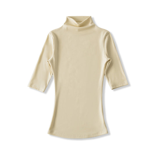 Damen Figurbetontes Stehkragen-Shirt mit halblangen Ärmeln Shop Nory