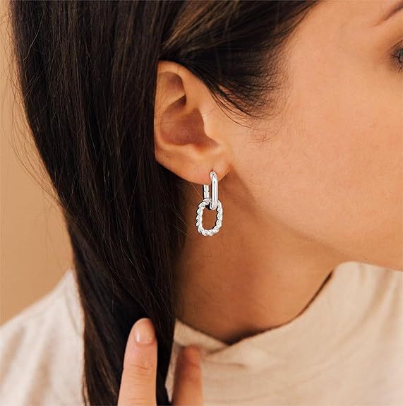 Damen Ohrhänger aus hochwertigem Edelstahl mit modernem Drehdesign Shop Nory