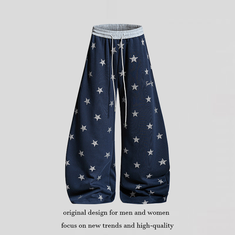 Damen Weite Lounge-Hose mit Sternenprint und elastischem Tunnelzug Shop Nory