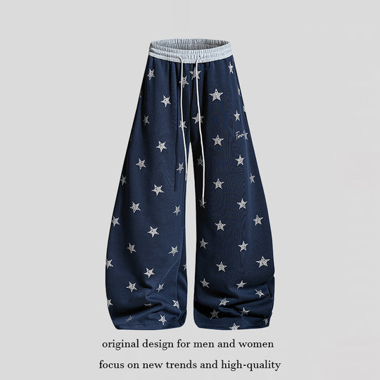 Damen Weite Lounge-Hose mit Sternenprint und elastischem Tunnelzug Shop Nory