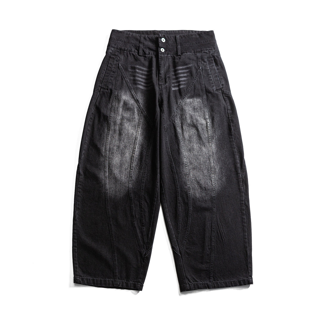 Damen hochtaillierte Ballon-Jeans mit Ziernähten und elastischem Saum Shop Nory