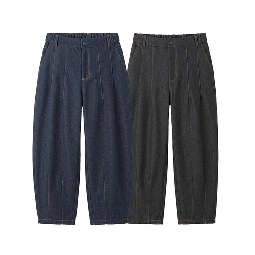 Damen Hochtaillierte Relaxed-Jeanshose mit Bundfalten, Teilungsnähten und elastischem Rückbund Shop Nory