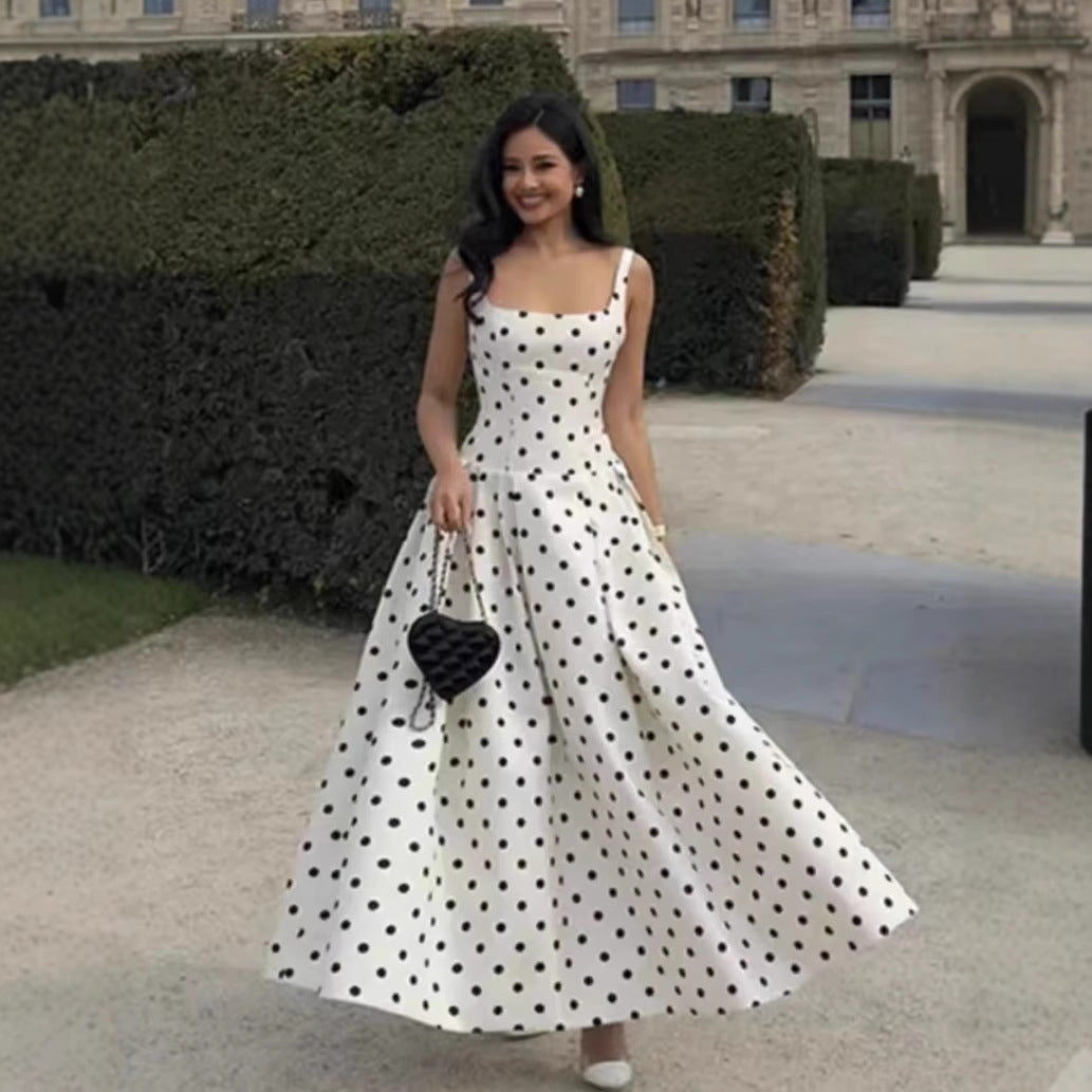 Damen Polka-Dot Cocktailkleid mit raffiniertem Rock Shopnory
