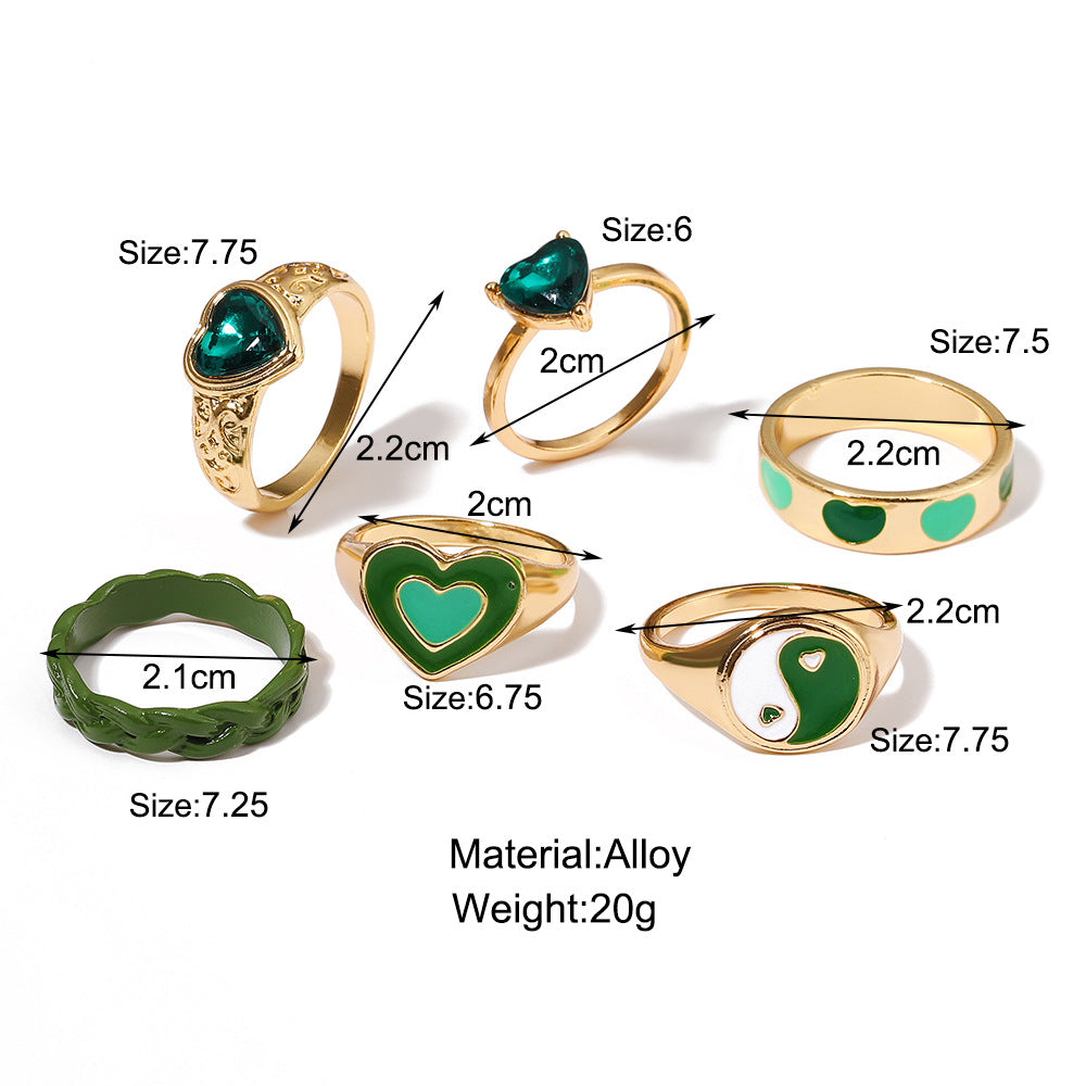 Damen Ring-Set mit bunten Herzen und flexibler Gestaltung Shop Nory