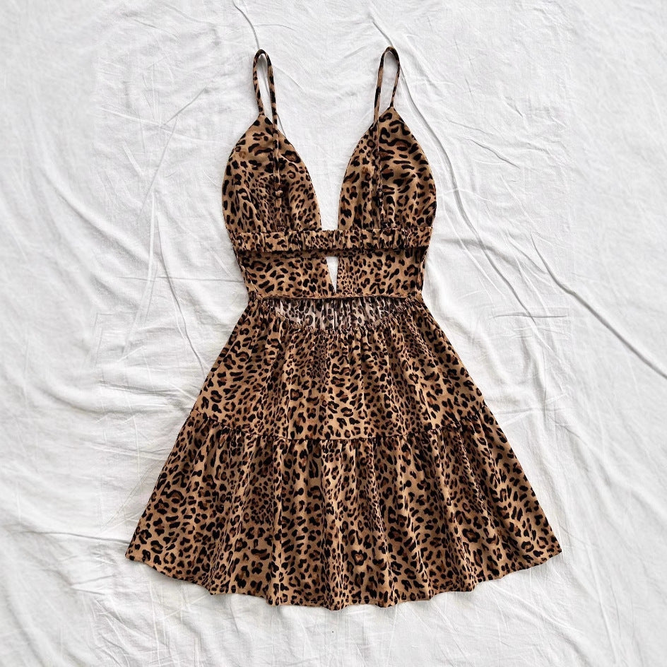 Damen Kleid mit raffiniertem Leo-Design und verstellbaren Trägern