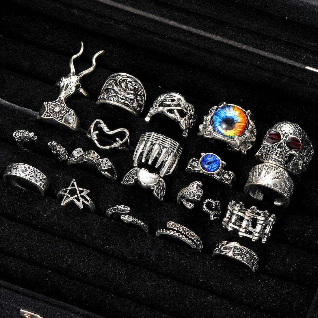 Damen Punk-Ring-Set mit einzigartigen Designs und filigranen Details Shop Nory