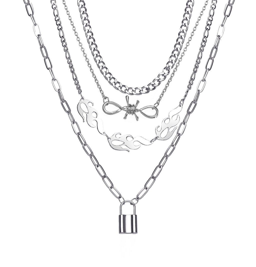 Damen mehrlagige Kette mit einzigartigem Flammen-Design Shop Nory