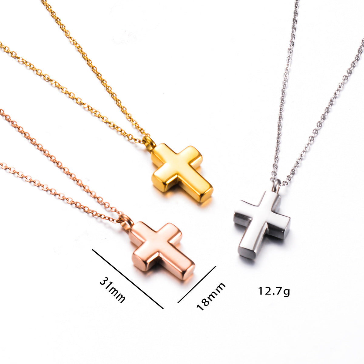 Damen Halskette mit glänzendem Kreuzanhänger Shop Nory