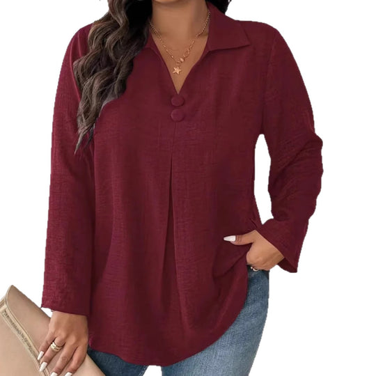 Damen Eleganter Langarmshirt mit Knopfdetails