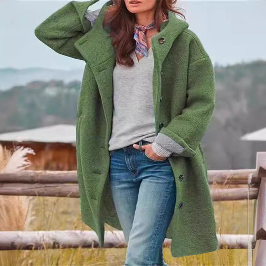 Damen Oversize Teddy-Mantel mit Knopfleiste und großem Revers Shop Nory