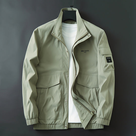 Herren Leichte Wind und Wasserabweisende Fieldjacke mit Stehkragen Ärmelutilitytasche und Pattentaschen Shop Nory