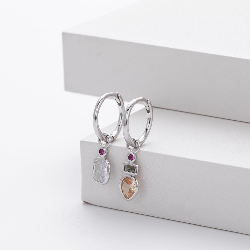 Damen Ohrhänger mit bunten Zirkonia-Elementen und hochwertigem 925 Sterling Silber Shop Nory