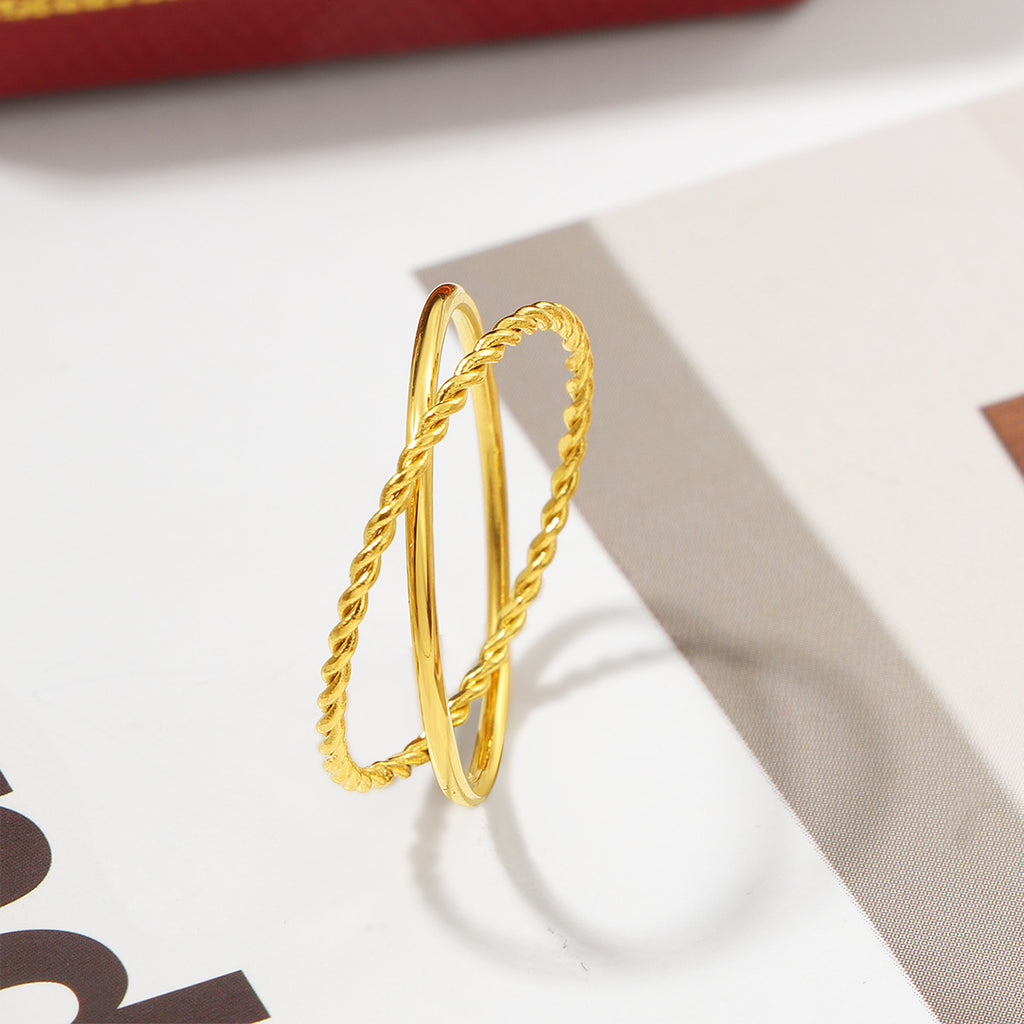 Damen modischer Doppelring mit verschnörkeltem Design Shop Nory