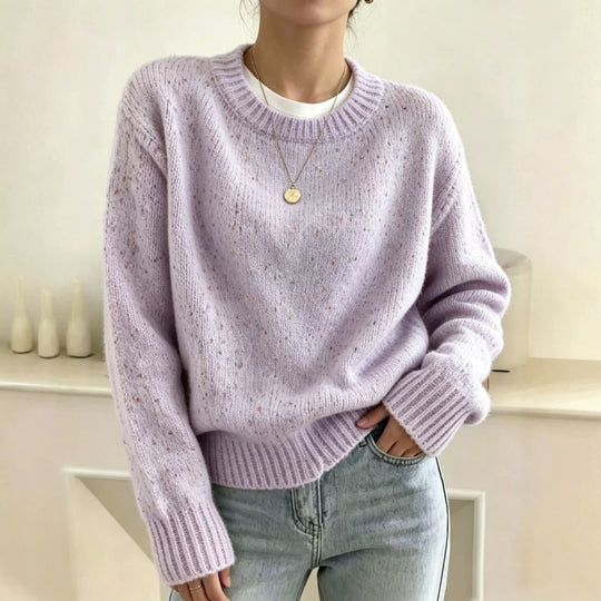Damen Oversize Pullover in Mohair-Optik mit Rundhalsausschnitt und Konfetti‑Struktur Shop Nory
