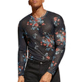 Herren Langarmshirt mit floralem Muster und transparentem Stoff